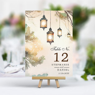 Rustic Träd Botaniskt Lantern Ljus Bröllop Bordsnummer