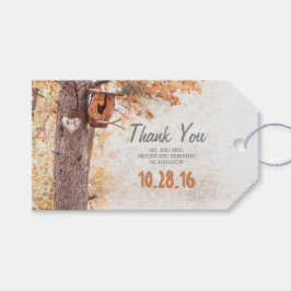 Rustic Träd Carved Heart Fall Wedding Presentetikett