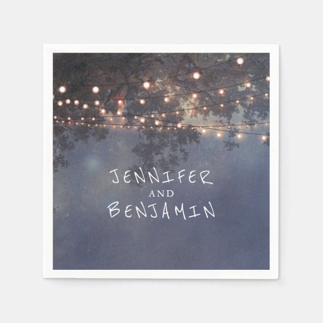 Rustic Träd Grenar och Ljus Bröllop Pappersservett (Framsidan)