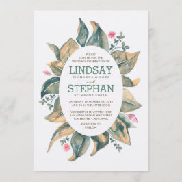 Rustic Träd Guld Lämnar Forest Garden Fall Wedding Inbjudningar