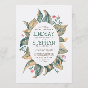 Rustic Träd Guld Lämnar Forest Garden Fall Wedding Inbjudningar