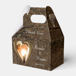 Rustic Träd Heart Bröllop Photo Tack Presentaskar