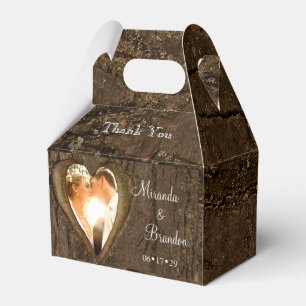 Rustic Träd Heart Bröllop Photo Tack Presentaskar