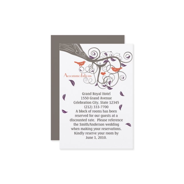 Rustic Träd Lila Löv Swirl-bostäder Tilläggskort (Fram/Back In Situ)