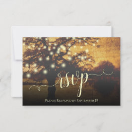Rustic Träd & Ljus Golden Faux Parchment Bröllop OSA Kort