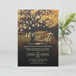 Rustic Träd med Ljus Bröllop Vow Renewal Inbjudningar