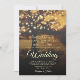 Rustic Träd med strängar i Ljus Elegant bröllop Inbjudningar