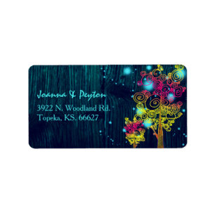 Rustic Träd Midnight Blue Bröllop Adress Adressetikett