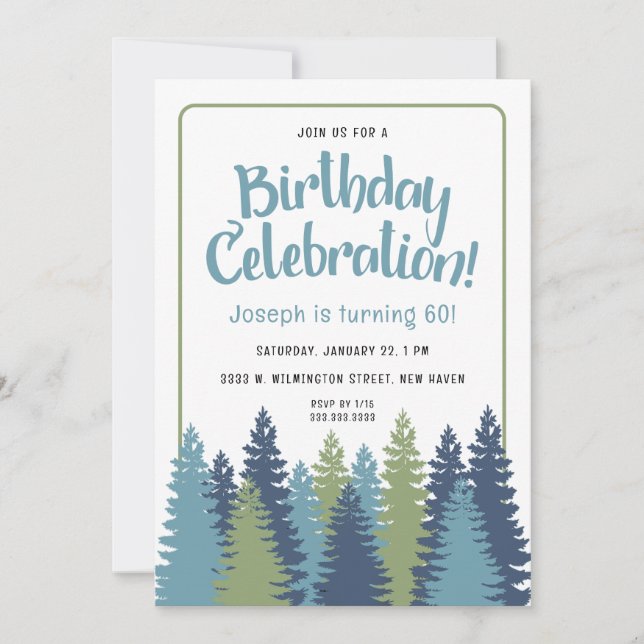 Rustic Träd Nature Theme Birthday Call Inbjudningar (Framsida)