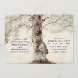 Rustic Träd och Carved Heart Wedding bjudits in Inbjudningar