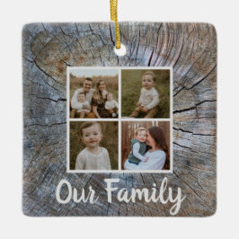 Rustic träd-ring, nödrad trämåda, träd julgransprydnad keramik