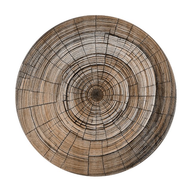Rustic Träd Ring Round Clearing Board for Kitchen (Framsidan)