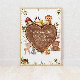 rustic träskogs djur baby shower välkomstskylt poster