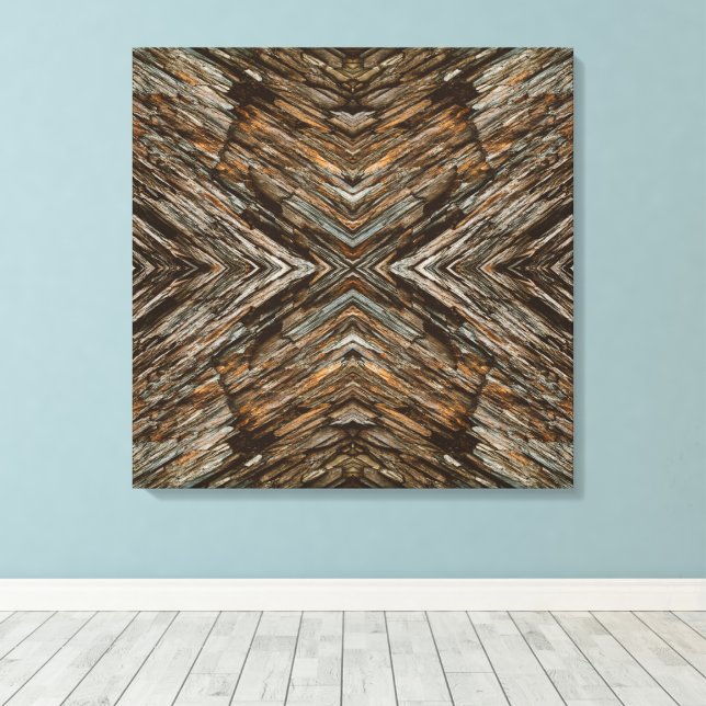 Rustic Tree Bark Photo Southwest Diamond Pattern Canvastryck (Insitu (trägolv))