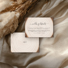 Rustic Tree Ring Wood Grain Wedding Details  Tilläggskort