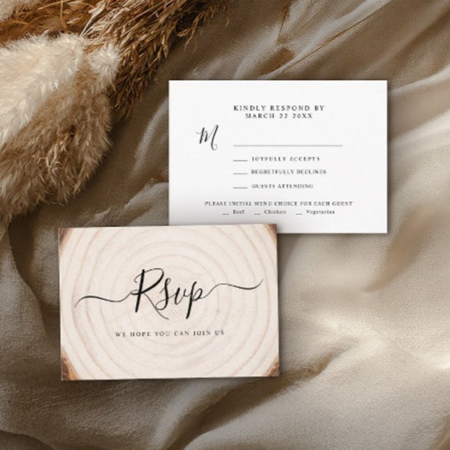 Rustic Tree Ring Wood Grain Wedding OSA Kort (Skapare uppladdad)