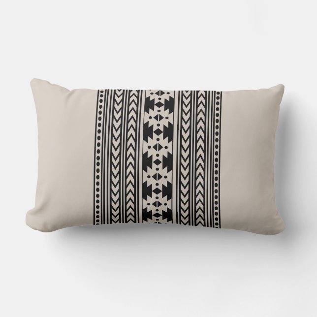 Rustic Tribal Aztec Mönster Farmhouse Beige Lumbarkudde (Framsida)