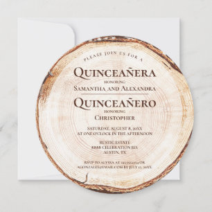 Rustic Triplets Girls Boys Quinceañera Quinceañero Inbjudningar