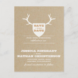Rustic Trophy White Save the Date Meddelande Vykort
