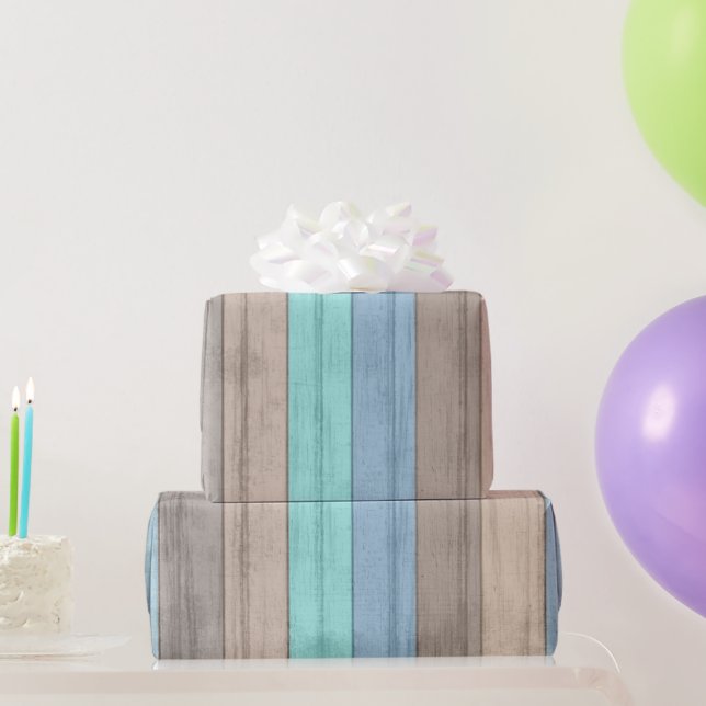 Rustic Tropical Beach Färgad Wood Presentpapper (Festgåvor)