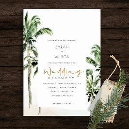 Rustic Tropical Beach Palm Trees Wedding Invite Tack Kort