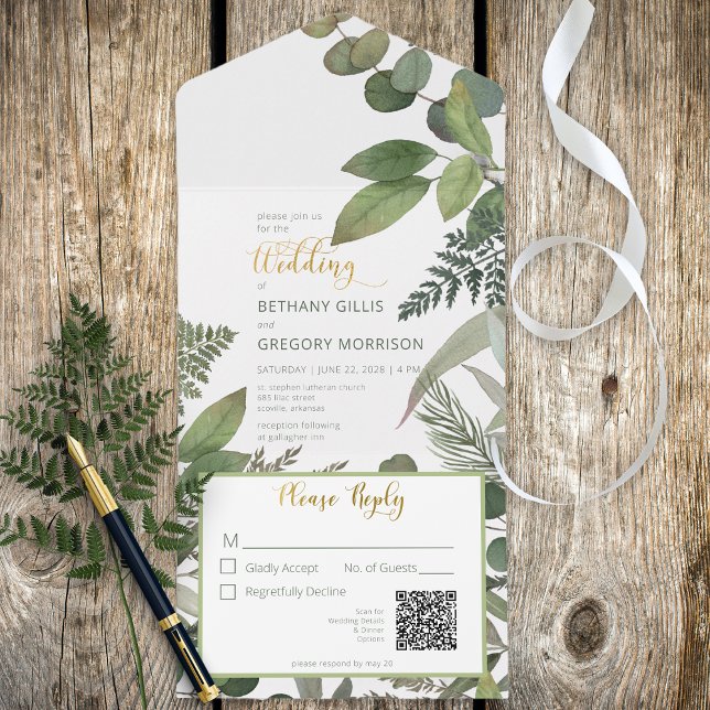 Rustic Tropical Greenery & Eucalyptus QR- kod (Skapare uppladdad)