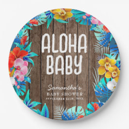 Rustic Tropical Handflatan Lämnar Aloha Baby Showe