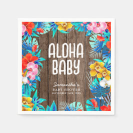 Rustic Tropical Handflatan Lämnar Aloha Baby Showe Pappersservett
