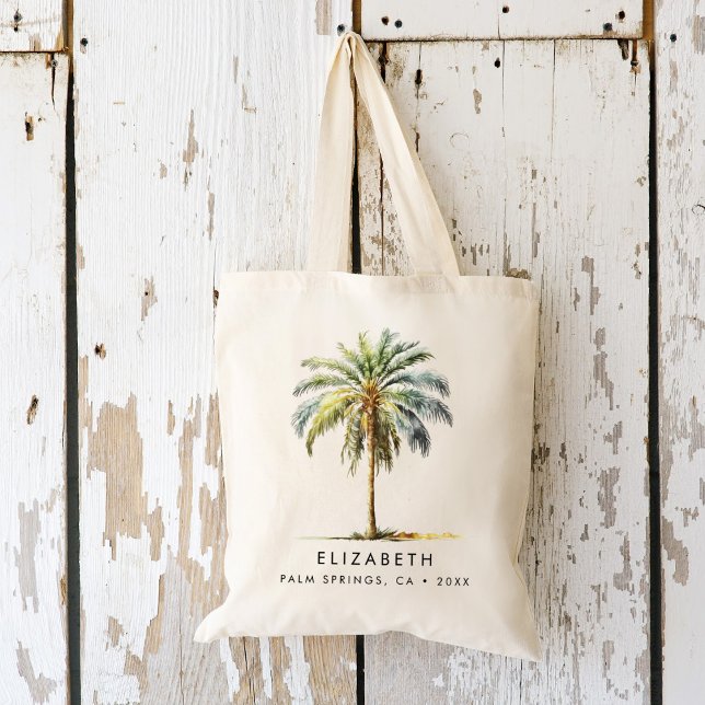 Rustic Tropical Handflatan Träd Bachelorette Tote  Tygkasse (Skapare uppladdad)