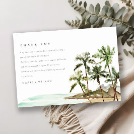 Rustic Tropical Handflatan Träd Beach Sand Bröllop Tack Kort