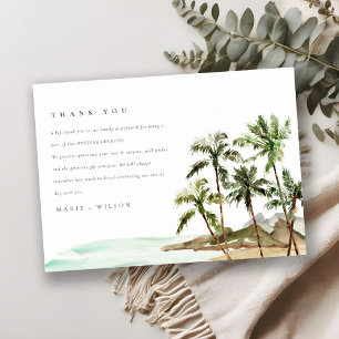 Rustic Tropical Handflatan Träd Beach Sand Bröllop Tack Kort