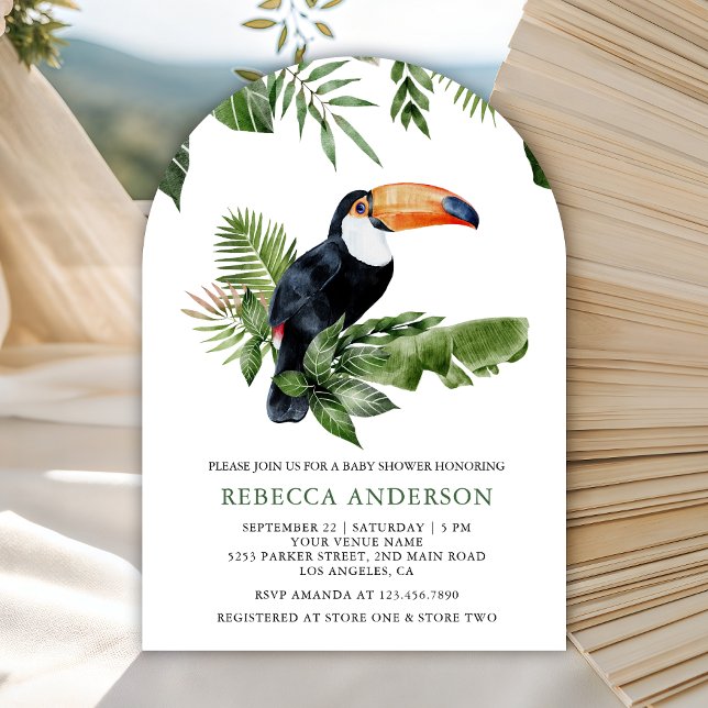 Rustic Tropical Jungle Cute Toucan Baby Shower Inbjudningar (Skapare uppladdad)