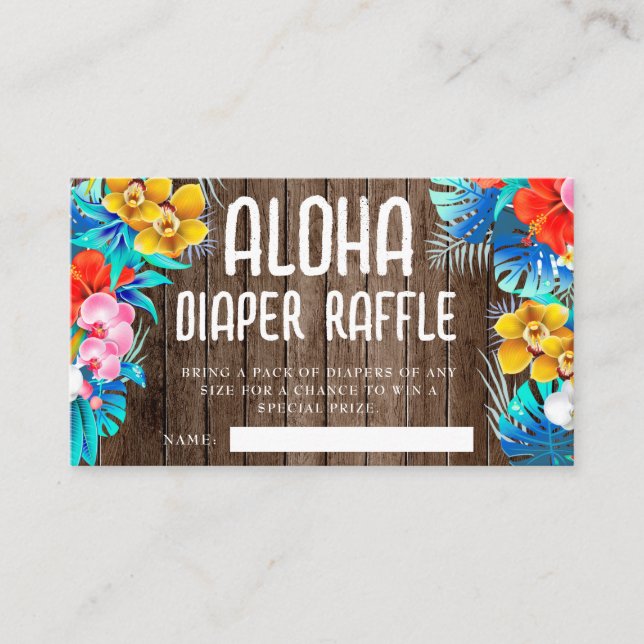 Rustic Tropical Löv Aloha Diaper Raffle Tilläggskort (Framsida)