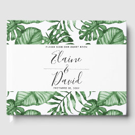 Rustic Tropical Nature Botanical Grey Bröllop Gästböcker