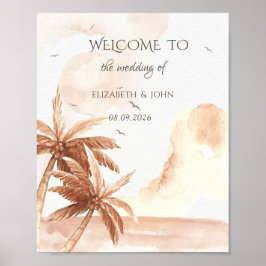 Rustic Tropical Palms Wedding Poster