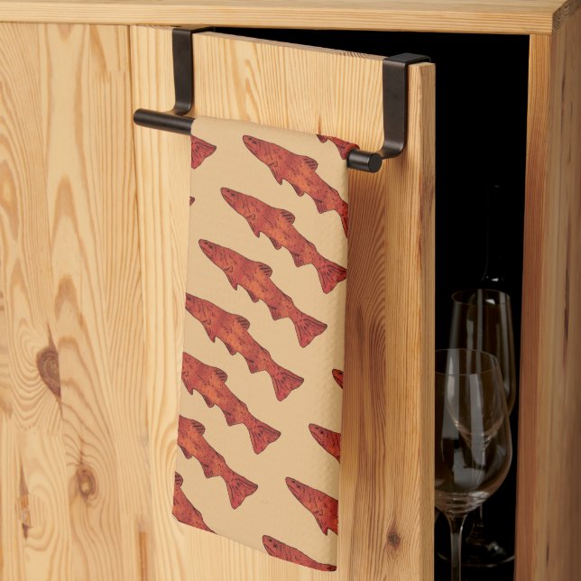 Rustic Trout Kökshandduk (Thirds Fold)