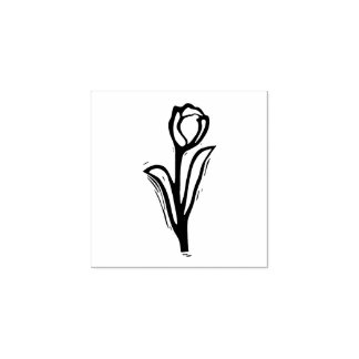 Rustic Tulip Folk Art Flower Blommigt Lino-cut loo Stämpel