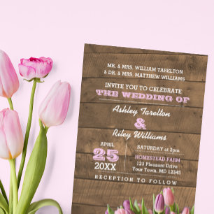Rustic Tulips & Barnwood bröllopsinbjudan Inbjudningar
