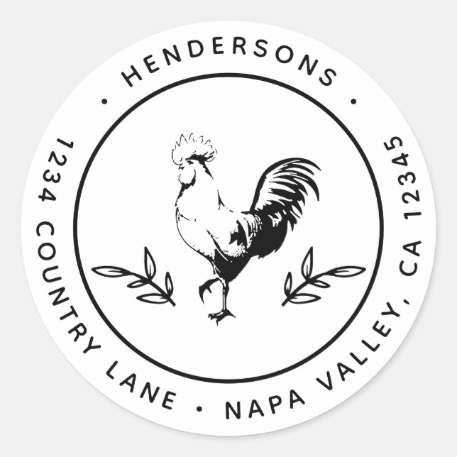 Rustic Tupp Round Returadress Runt Klistermärke (Framsida)