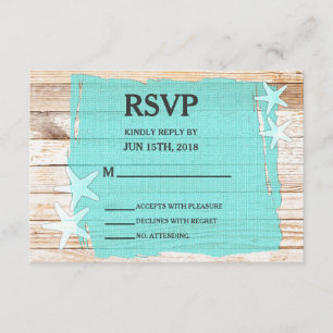 Rustic Turcoise Starfish Bröllop OSA Card Kort