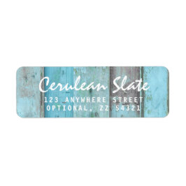 Rustic Turcoise Wood Vintage Boho Returadress Etikett