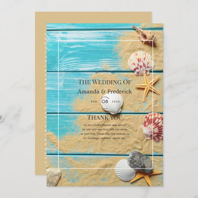 Rustic Turcos Beach Wedding Program (Fram/baksida)
