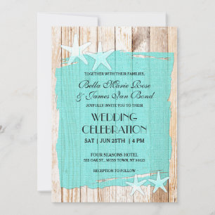 Rustic Turcos Starfish Wedding bjudande Inbjudningar