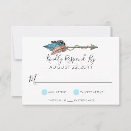 Rustic Turcos Wood Feathers Arrow Bröllop OSA Kort