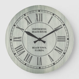 Rustic Turcos Wood Roman Numerals Beach Stor Klocka