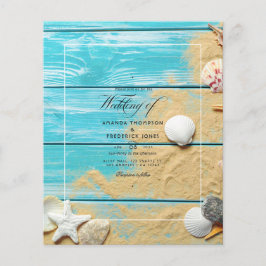 Rustic Turcouise Beach Wedding bjudande Flygblad