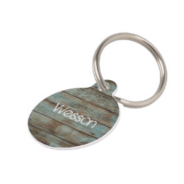 Rustic Turcouise Pet Tag Katt Bricka