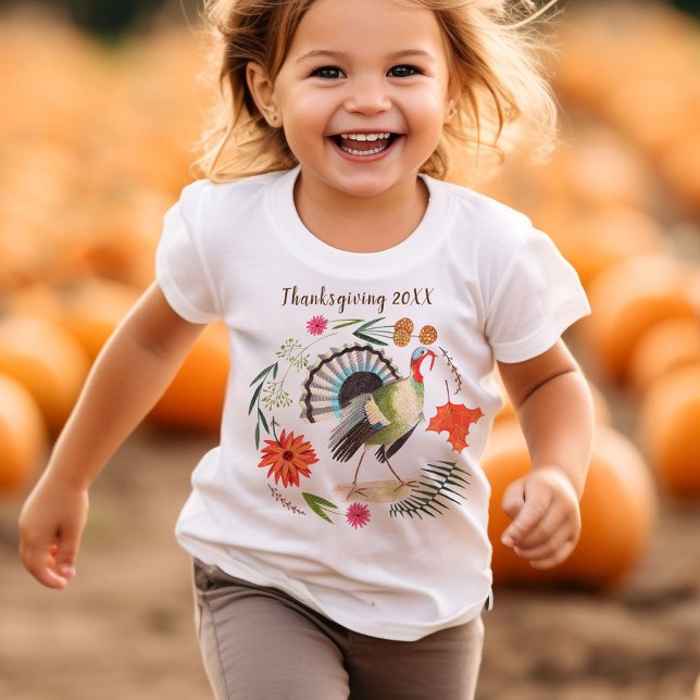 Rustic Turkey Thanksgiving Botanical T Shirt (Modern Turkey Thanksgiving Botanical T-Shirt)