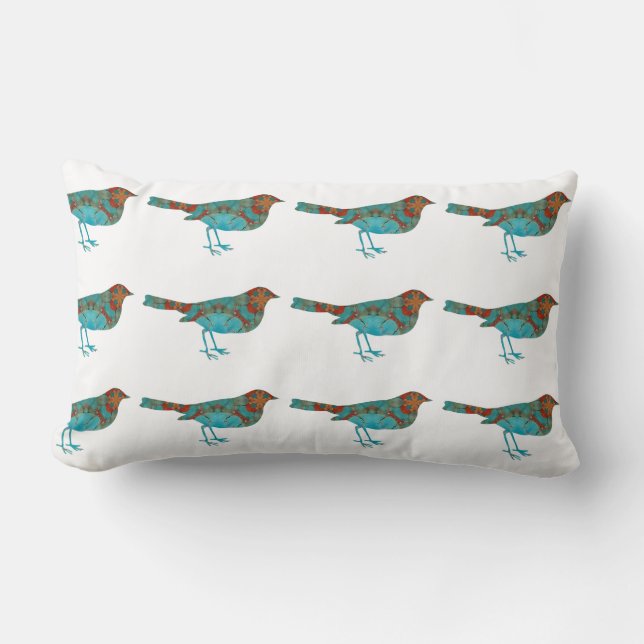 Rustic Turkvoise Bird Lumbarkudde (Framsida)