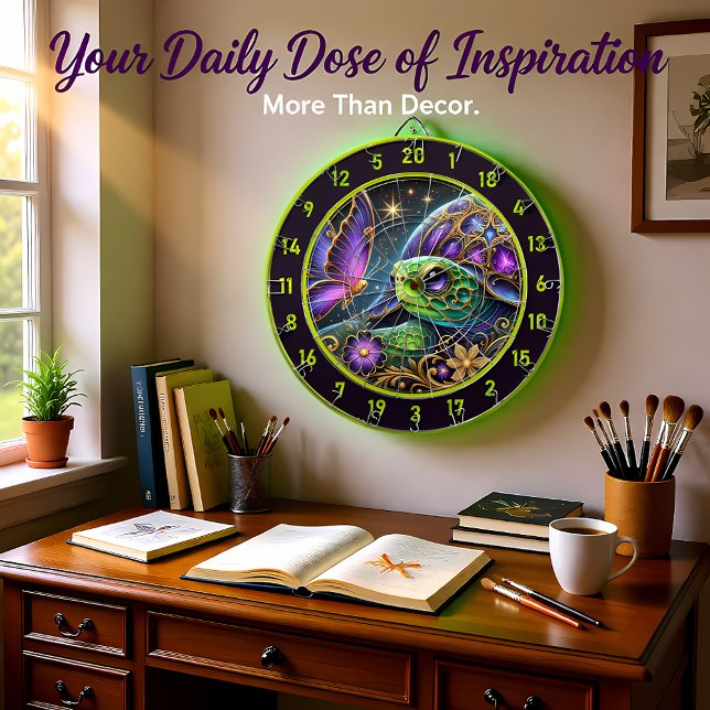 Rustic Turtle and Butterfly Cosmic Art Darttavla (Skapare uppladdad)